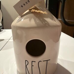 Rae Dunn Cream Birdhouse with Rest Design